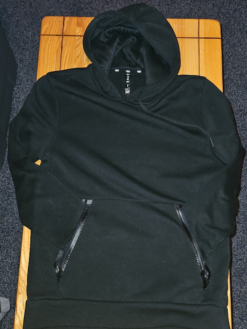 LED3ND - Mens Black Hooded Pullover Sweatshirt with Zippered Pockets